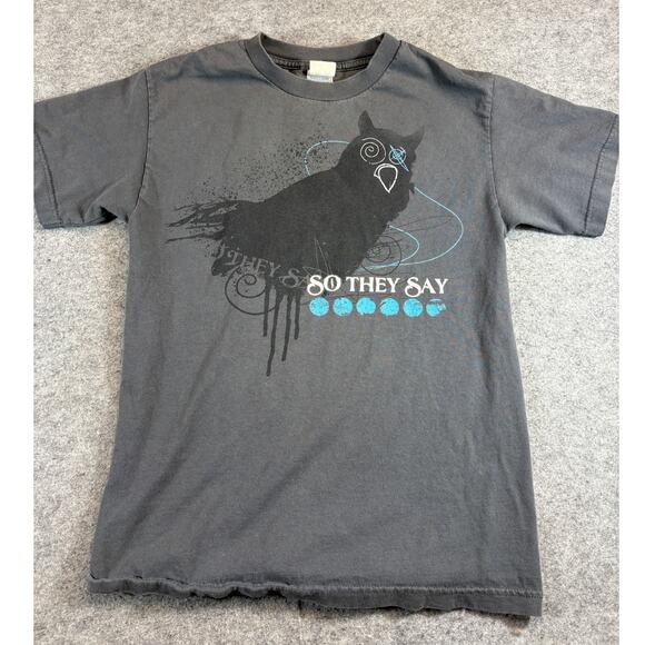 So They Say Shirt Men Small Gray Owl Animal Print Rock Band Music Streetwear Y2K - Picture 1 of 6